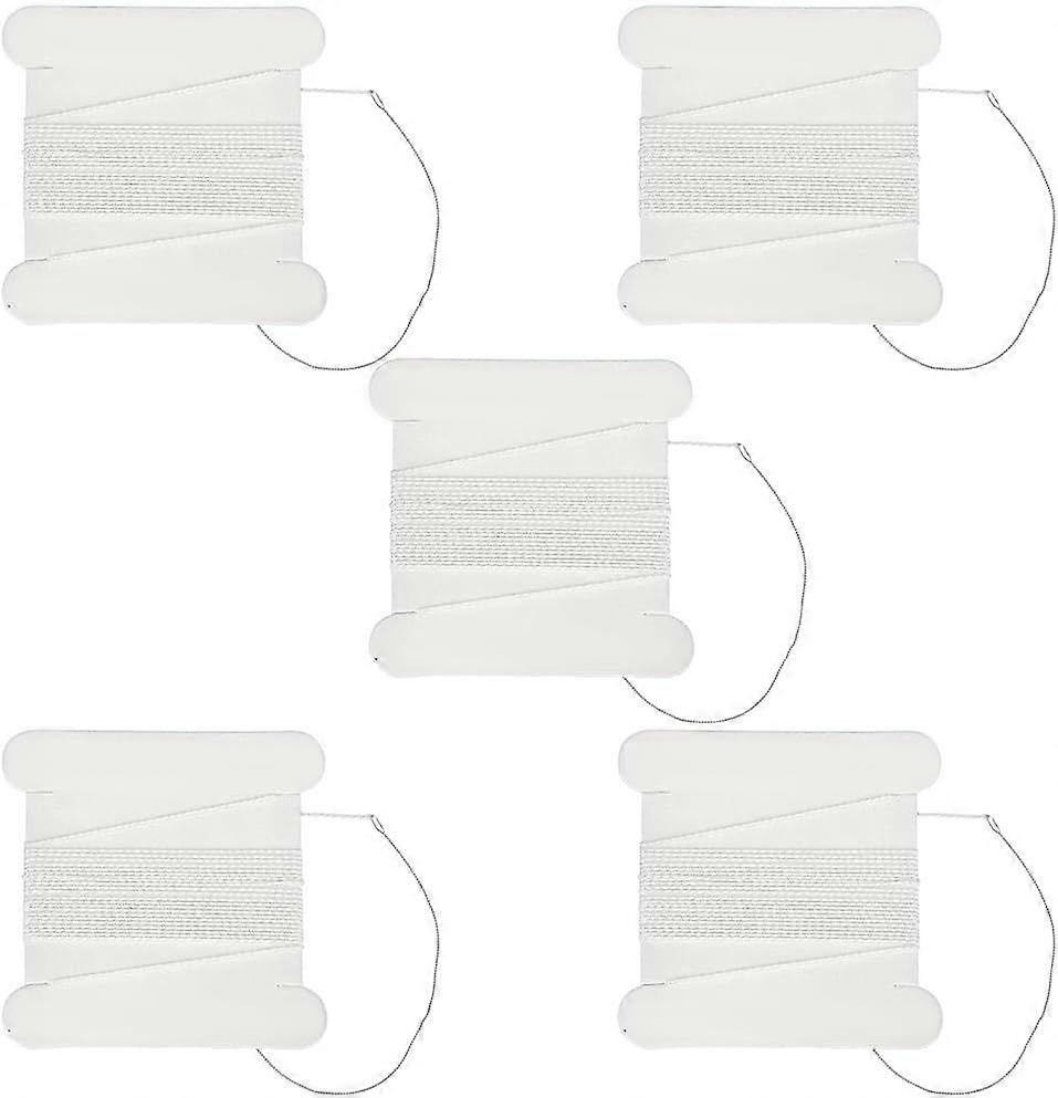 5Pcs 2.19 Yards Real Silk Cord White Basic Elements Natural Pure Silks Perlseide Stringing Beading Thread Cords for Knotting Pearls Gemstones Crystals