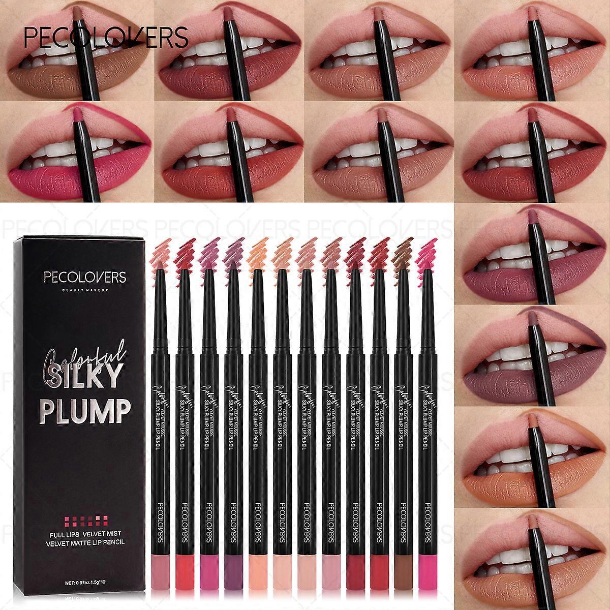 12PCS/Set Velvet Matte Lip Liner, Smooth Application, Light and Non-sticky, Three-dimensional Lip Shape, Perfect Christmas Gift