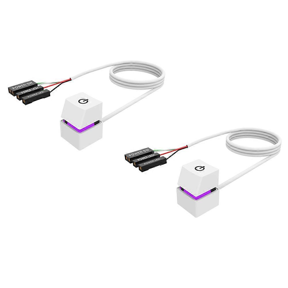 2X 2M Portable LED Lights Computer Desktop Switch PC External Start Power On/Off Button Extension Cable, RGB Light