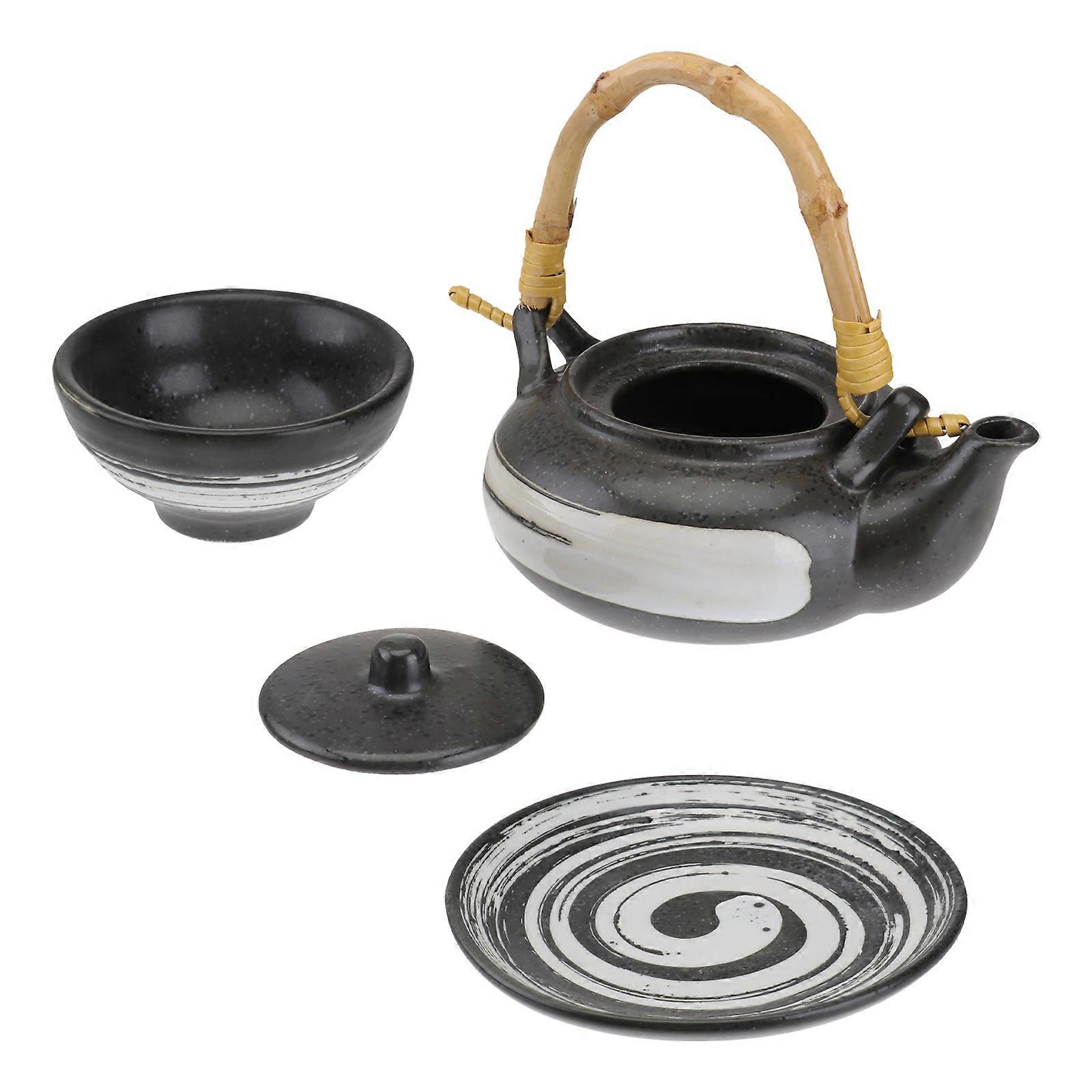 Japanese Style Soup Pot Ceramic Teapot Set for Home Use 1Set with Handle and Cup