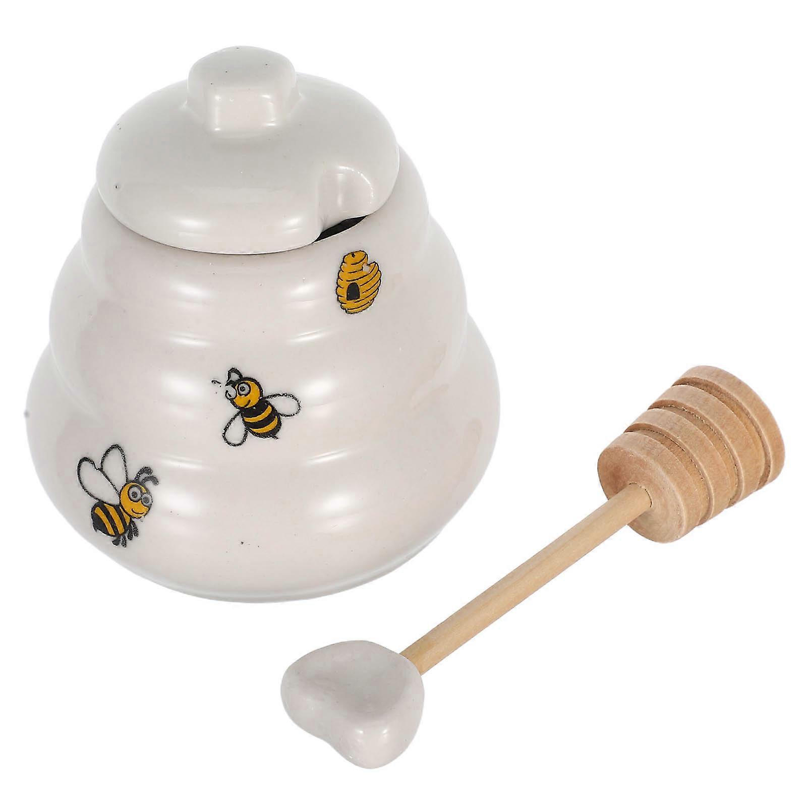 Assorted Color Ceramic Honey Jar for Storage Use with Lid