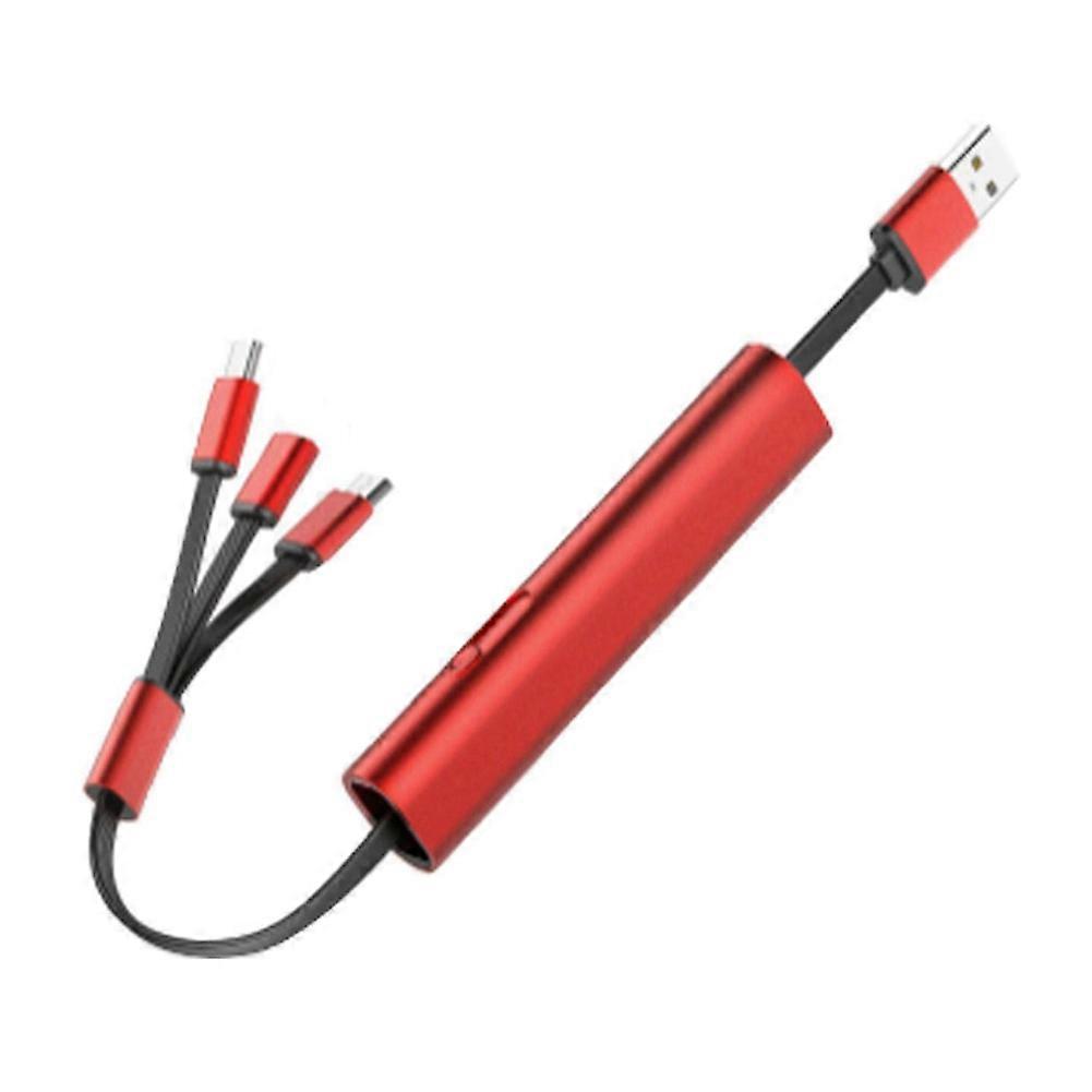 3 in 1 Fast Charging Cable, Retractable Car Charger, Foldable Super Fast Charging Cable for IPhone/Android/Tablet Red
