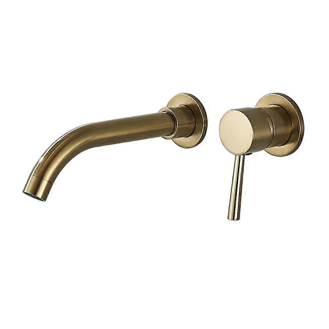 Wall Mounted Basin Faucet with Single Handle Hot Cold Control, Chrome or Brushed Gold 26cm