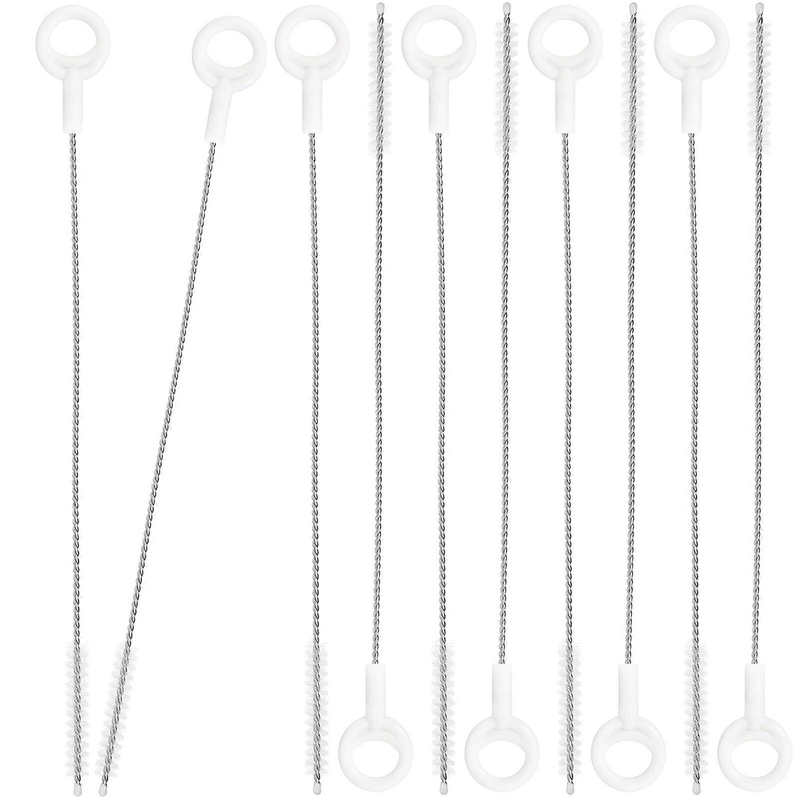 10pcs Stainless Steel Straw Cleaning Brush Set with Long Handle for Bottles Cups and Pots