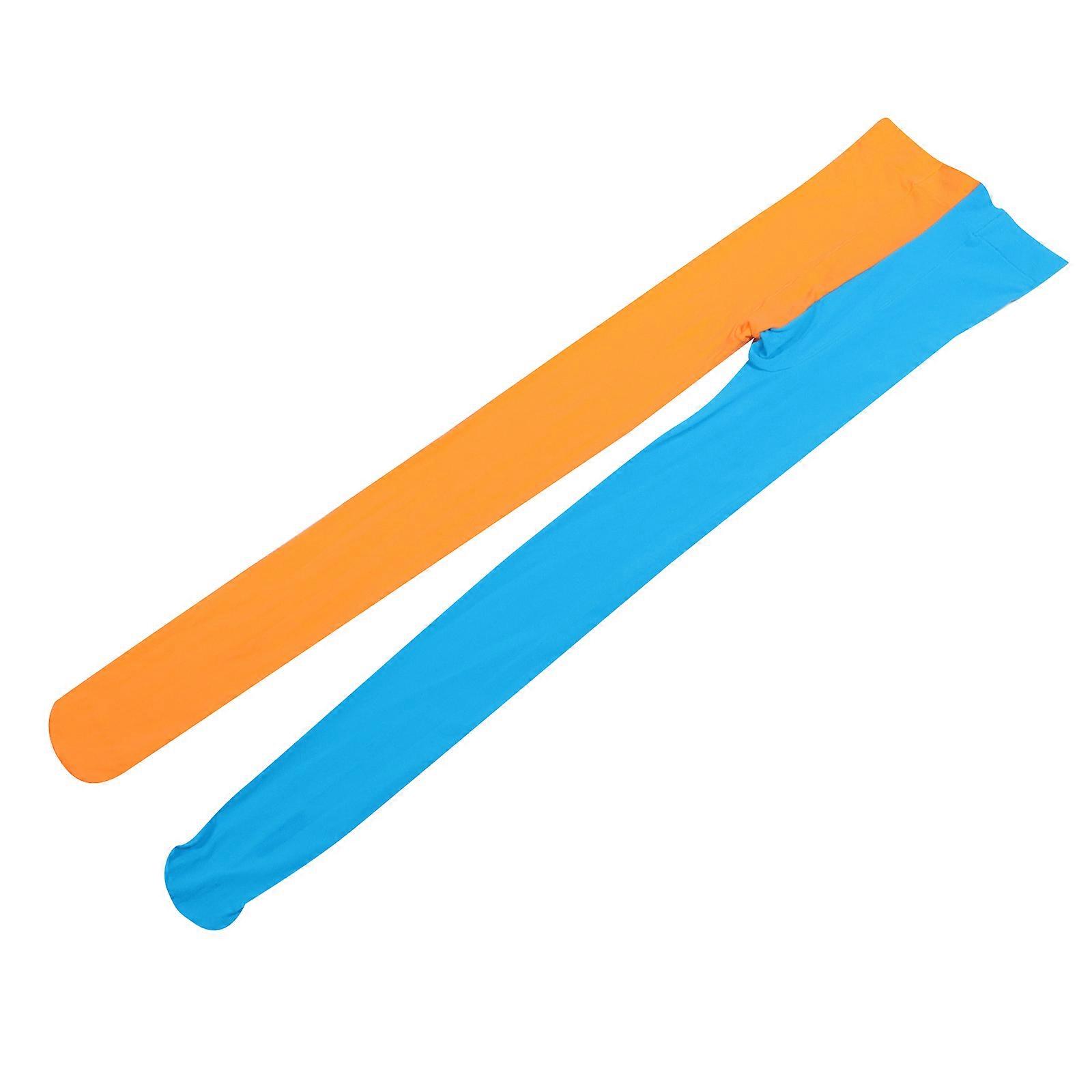 Fashion Double Color AB Splice Left Right Stockings - Free Size (Orange and Blue)