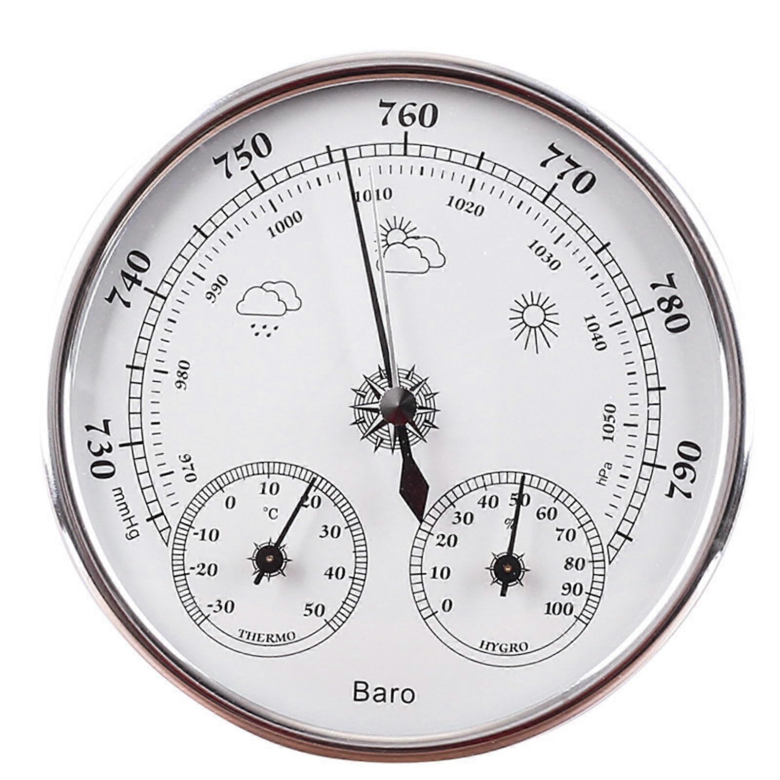 Analog Weather Station with Barometer Thermometer Hygrometer, 5in Dial for Home Office Wall Mount