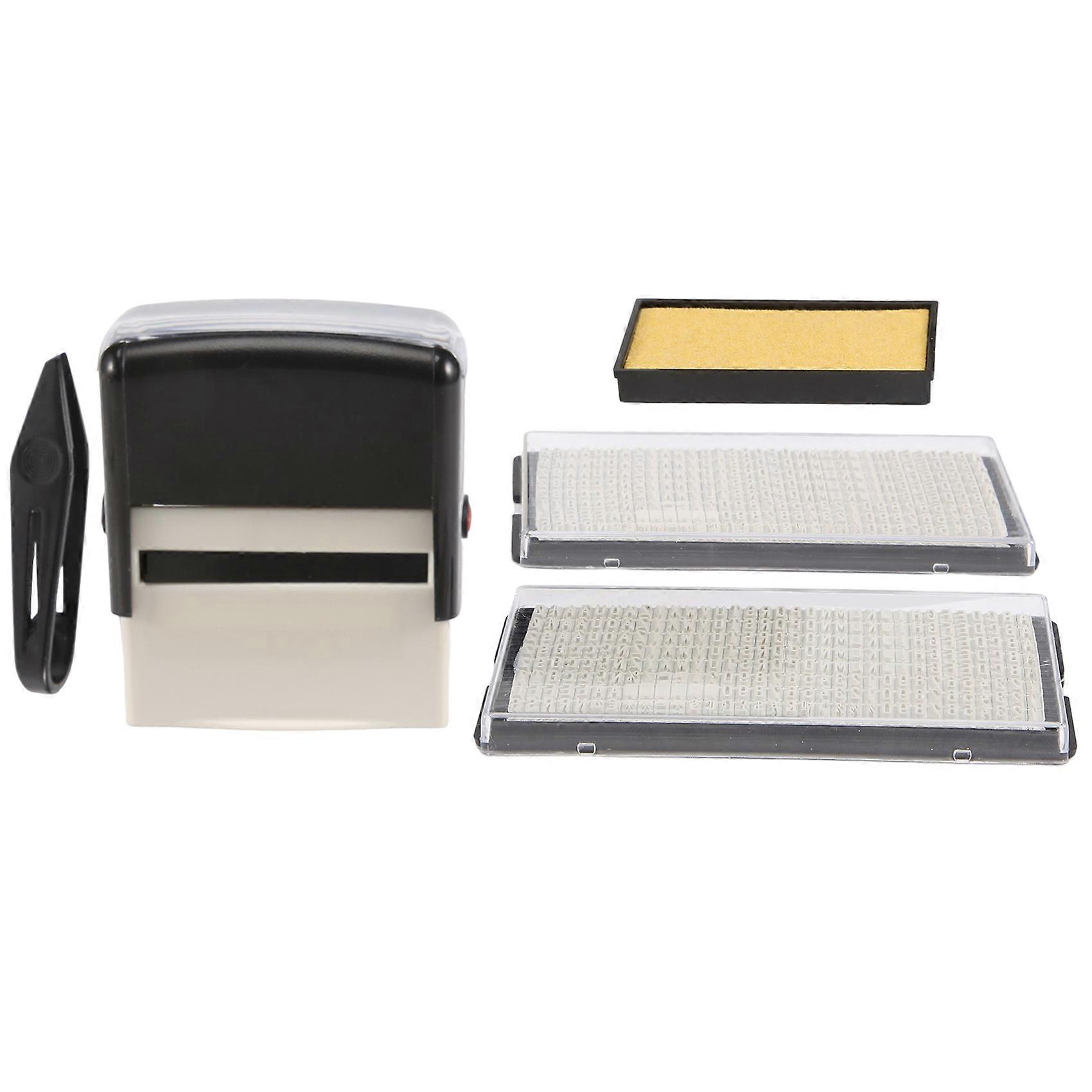 Self Inking Stamp Set Custom Personalised DIY with Tweezers Kit Black
