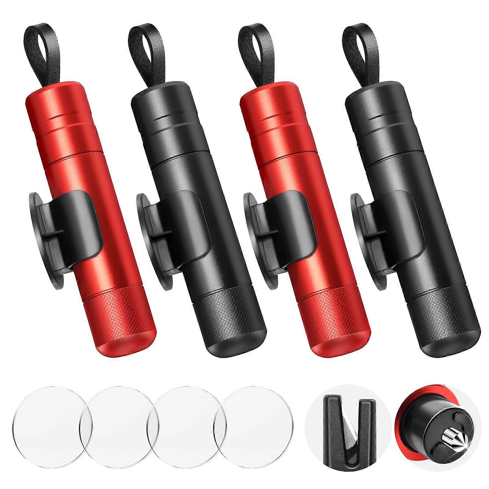 4PCS Car Escape Tool with Tungsten Steel Window Breaker and Seatbelt Cutter for Emergency