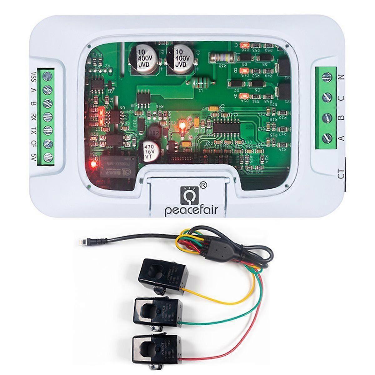 PZEM-6L24 3-Phase Energy Monitor Module DIN Rail Active/Reactive Power Pulse 1000imp/KWh
