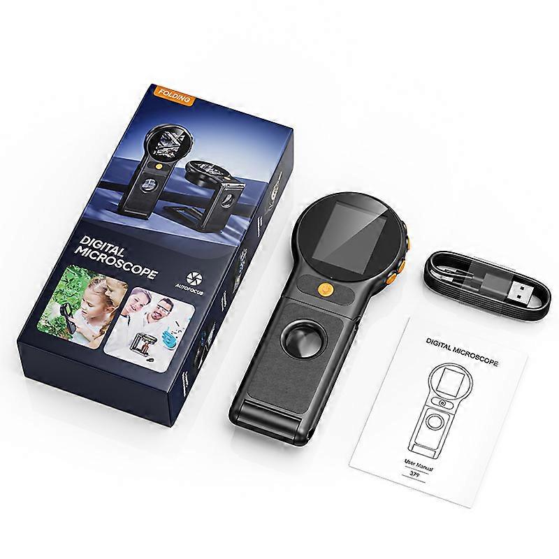 500X Portable Digital Folding Microscope with 8Leds,AF Lens PC Support 2Inch Screen  Welding Microscope for Electronics Repair