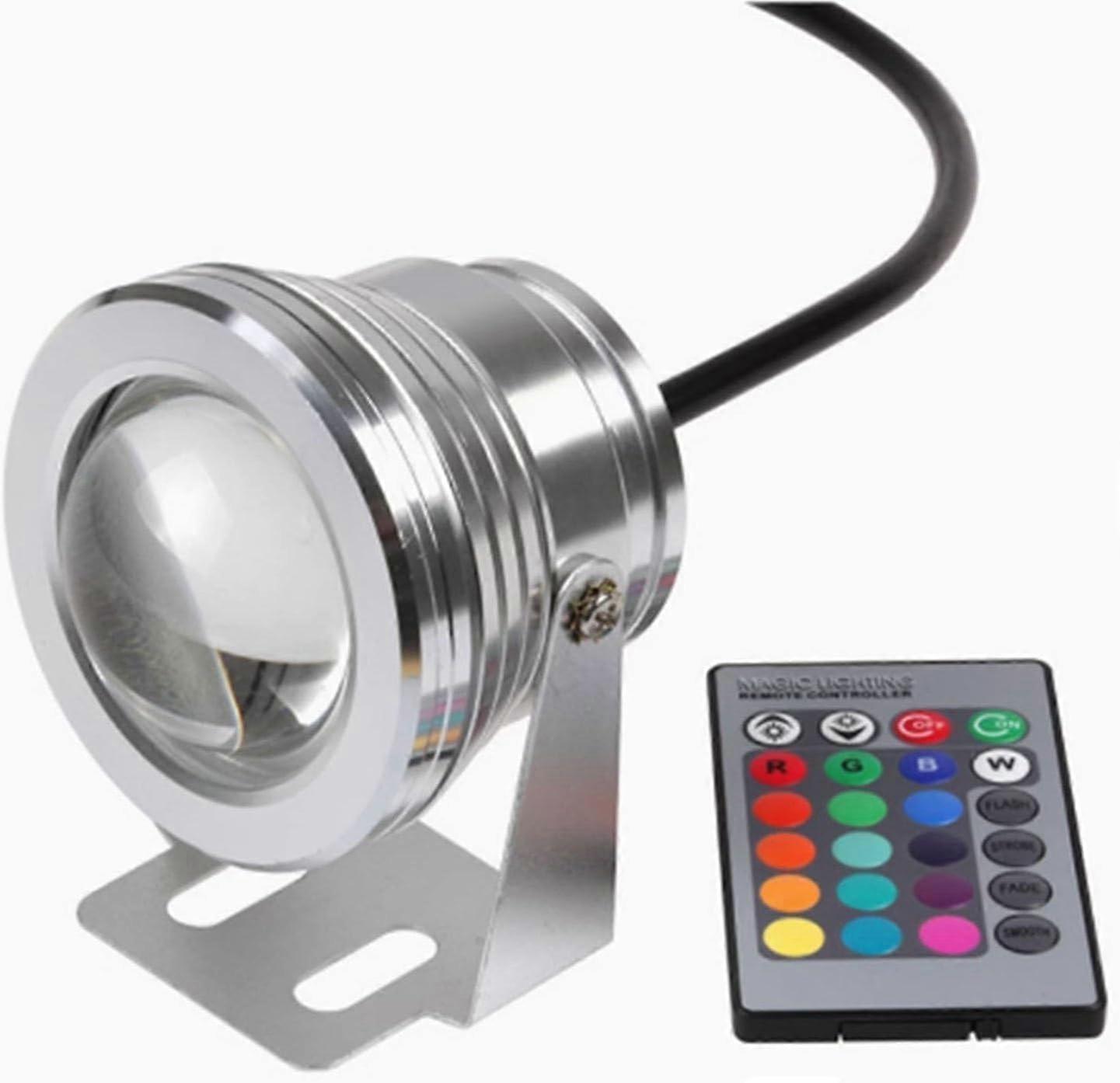 Underwater LED Lights RGB Color Changing IP68 Waterproof 12V Rotating Pond Spotlight with Remote