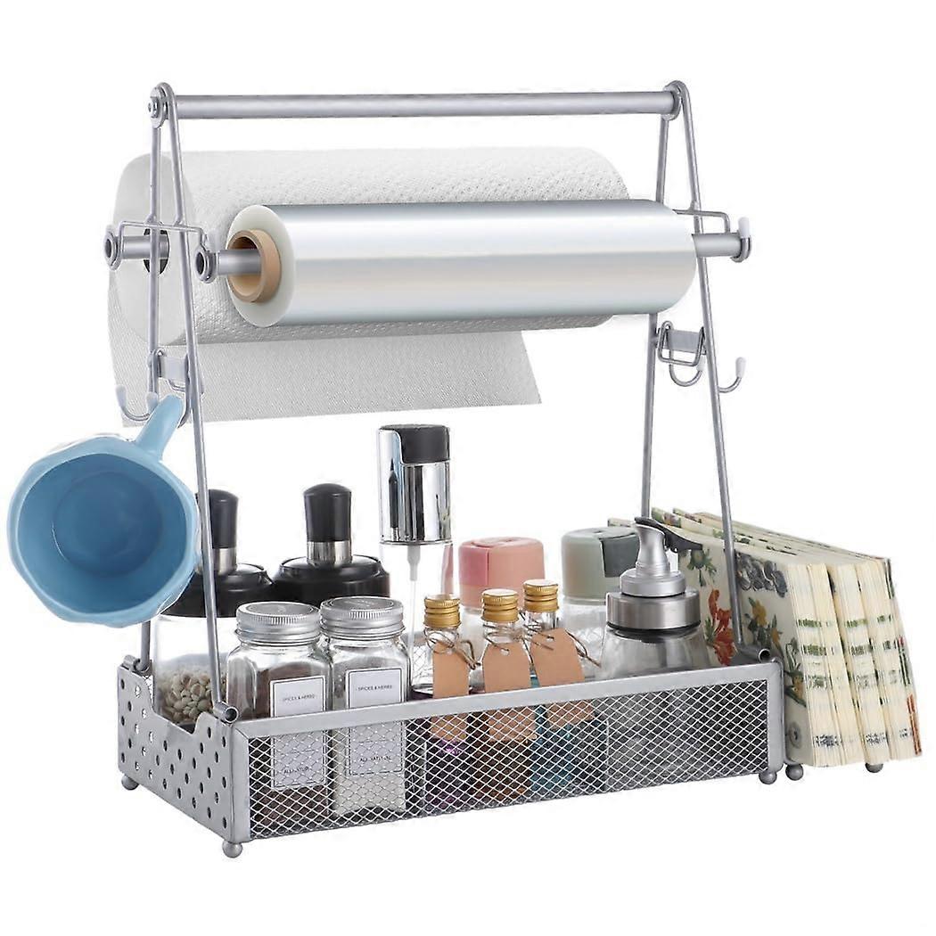 Flatware Caddy and Condiment Organizer with Handle and Napkin Holder for Indoor or Outdoor Use