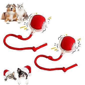 2 stuks 360 Slimme Automatische Rollende Huisdierbal, Oplaadbare Onregelmatige Beweging voor Katten & Honden, Rood