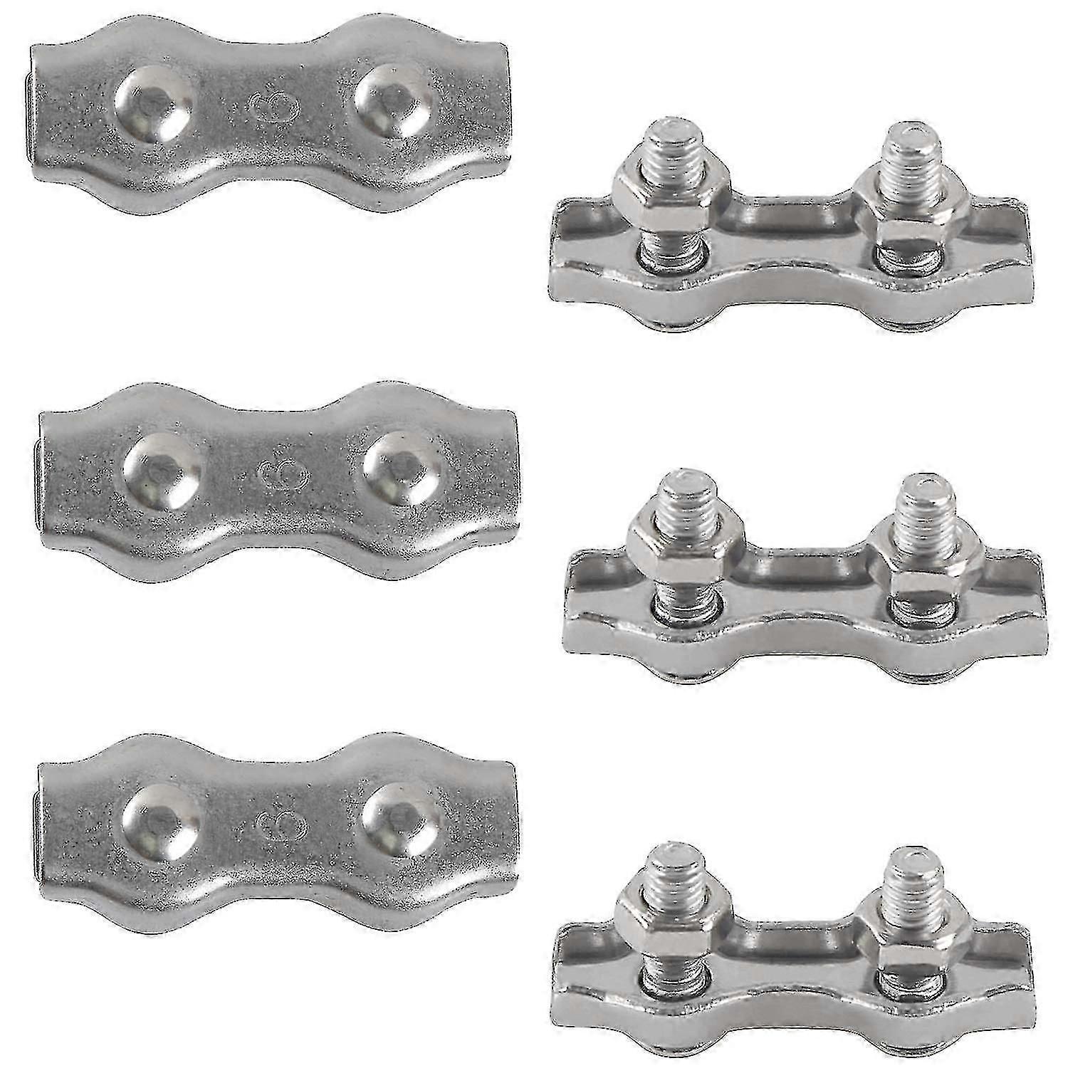 6pcs M6 Duplex Clips Cable Ties, Stainless Steel-JJ