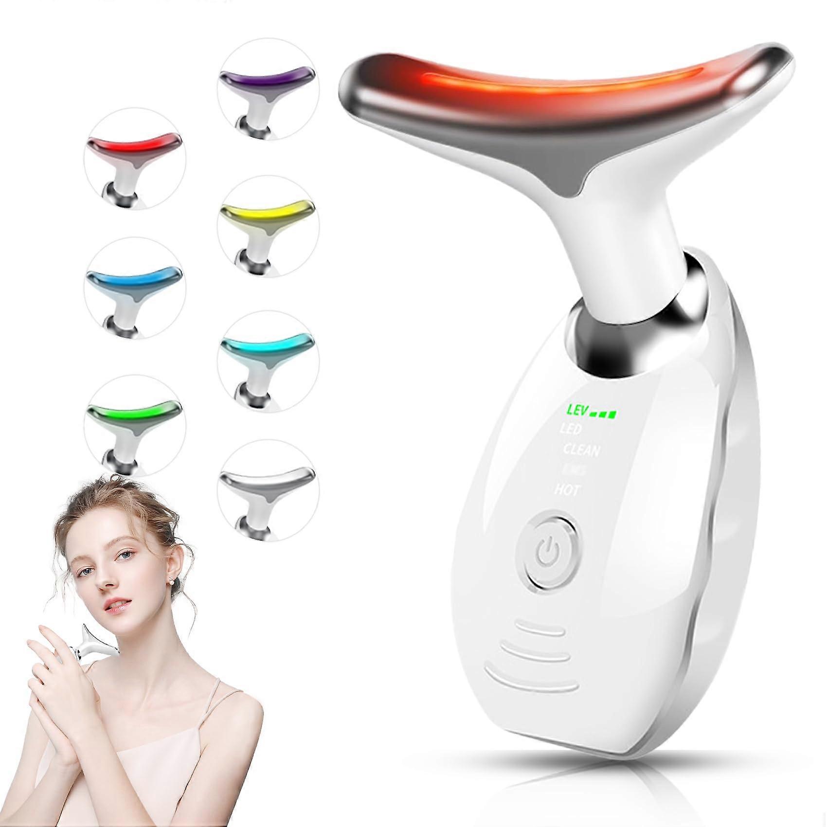 LED Face Massager with 7 Color Light Modes, Heat and Vibration Therapy for Skin Care and AntiAging
