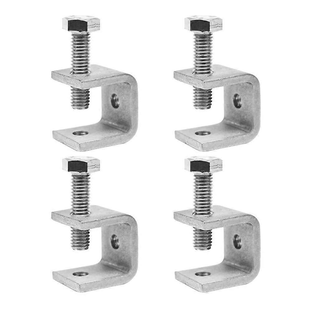 Heavy Duty Stainless Steel C Clamp Set, U Shape Desk Clamp with M6 Thread, 020mm Jaw Opening, 4 Pack
