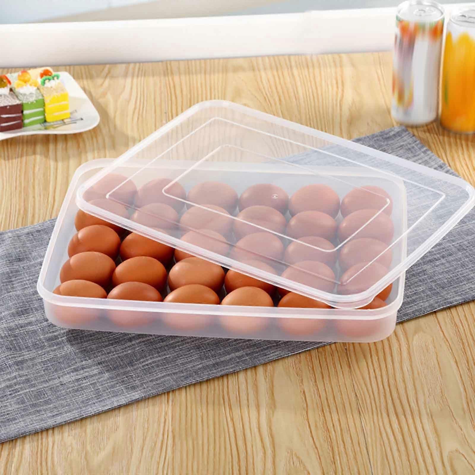 30 Egg Storage Container with Clear Lid, Stackable Egg Holder for Refrigerator and SpaceSaving Drawer Design
