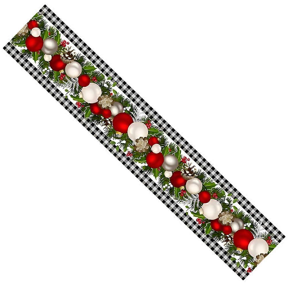 Xmas Table Runner 2Pcs Festive Decoration for Fireplace Kitchen 183x33cm Rectangular Linen