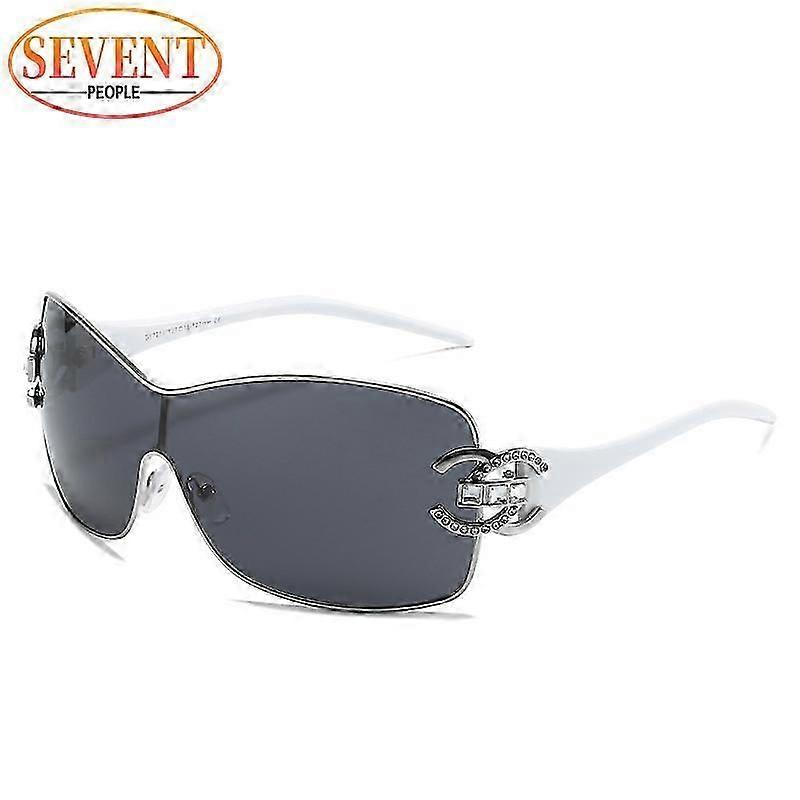 Oversized One Piece Sunglasses Women New Fashion Diamond Sun Glasses For Female Streetwear Y2k Sunglass Big Frame Shades UV400