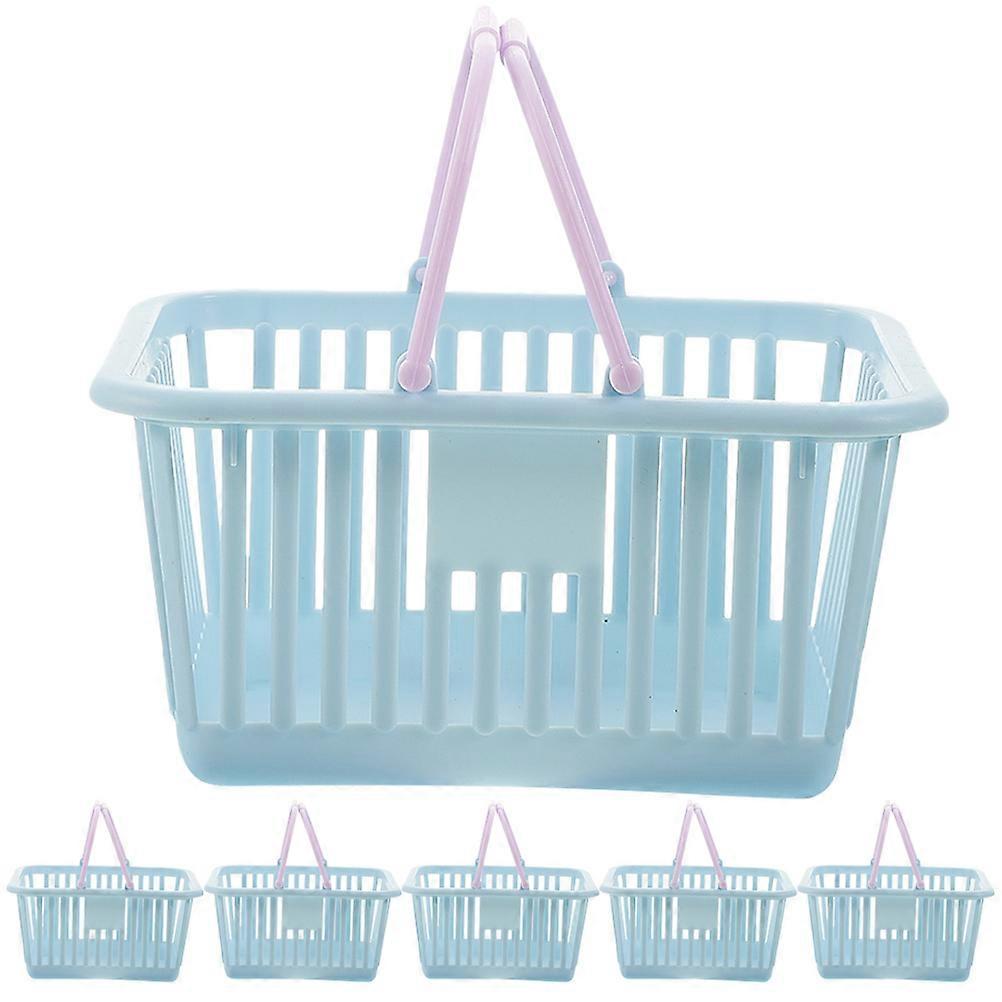 Plastic Storage Basket for Sundries Storage 6Pcs in Sky-Blue