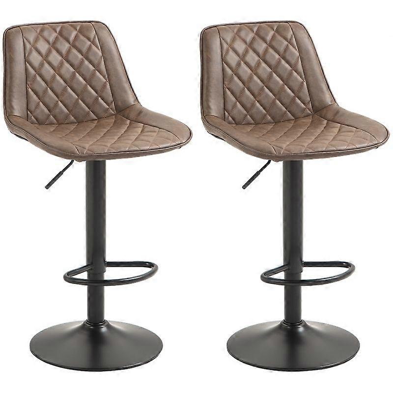 Retro Adjustable Bar Stools with PU Leather Seat and Footrest