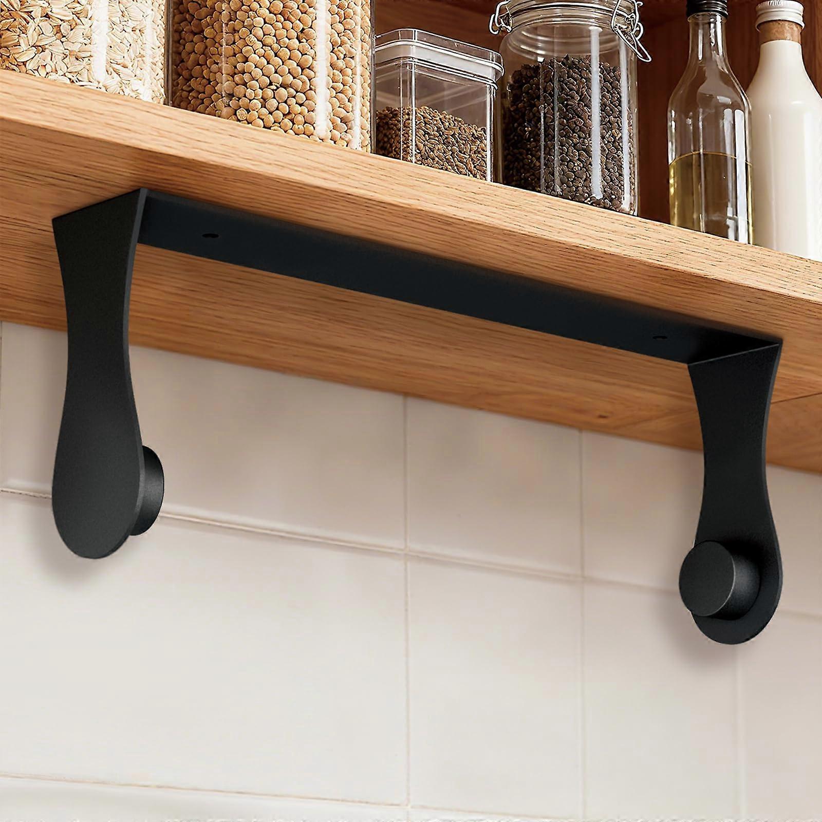 Black Under Cabinet Paper Towel Holder, Adhesive Wall Mount for Kitchen, Waterproof RustResistant