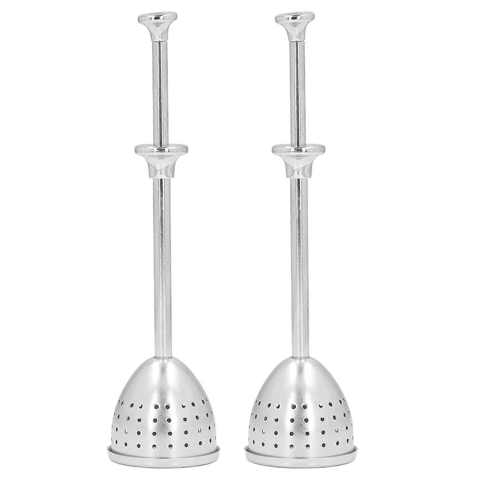 Long Handle Stainless Steel Tea Infuser and Strainer Set, 2pcs Reusable for Loose Leaf Tea