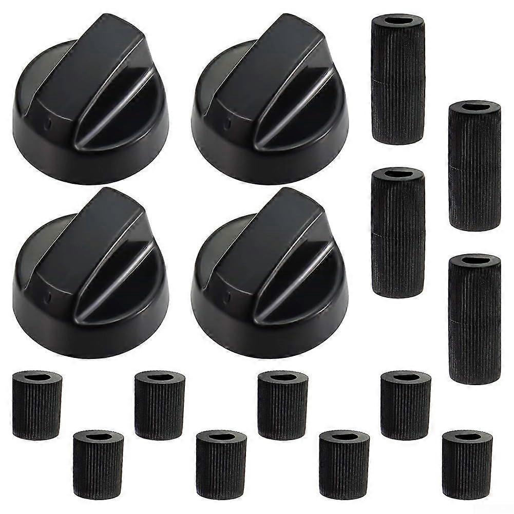 4Pcs Oven Control Knobs Universal Replacement Set for Gas Cooker Hob 6mm 8mm Black