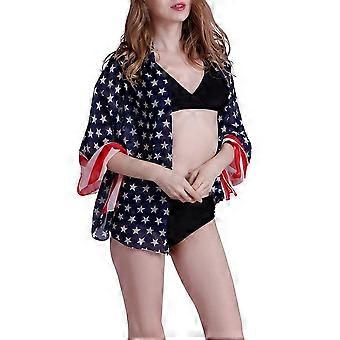 1PC Amerikaanse vlag sjaal chiffon sjaal Fashion Neck Wrap All-match zonnebrandcrème Cape voor meisjes en vrouwen