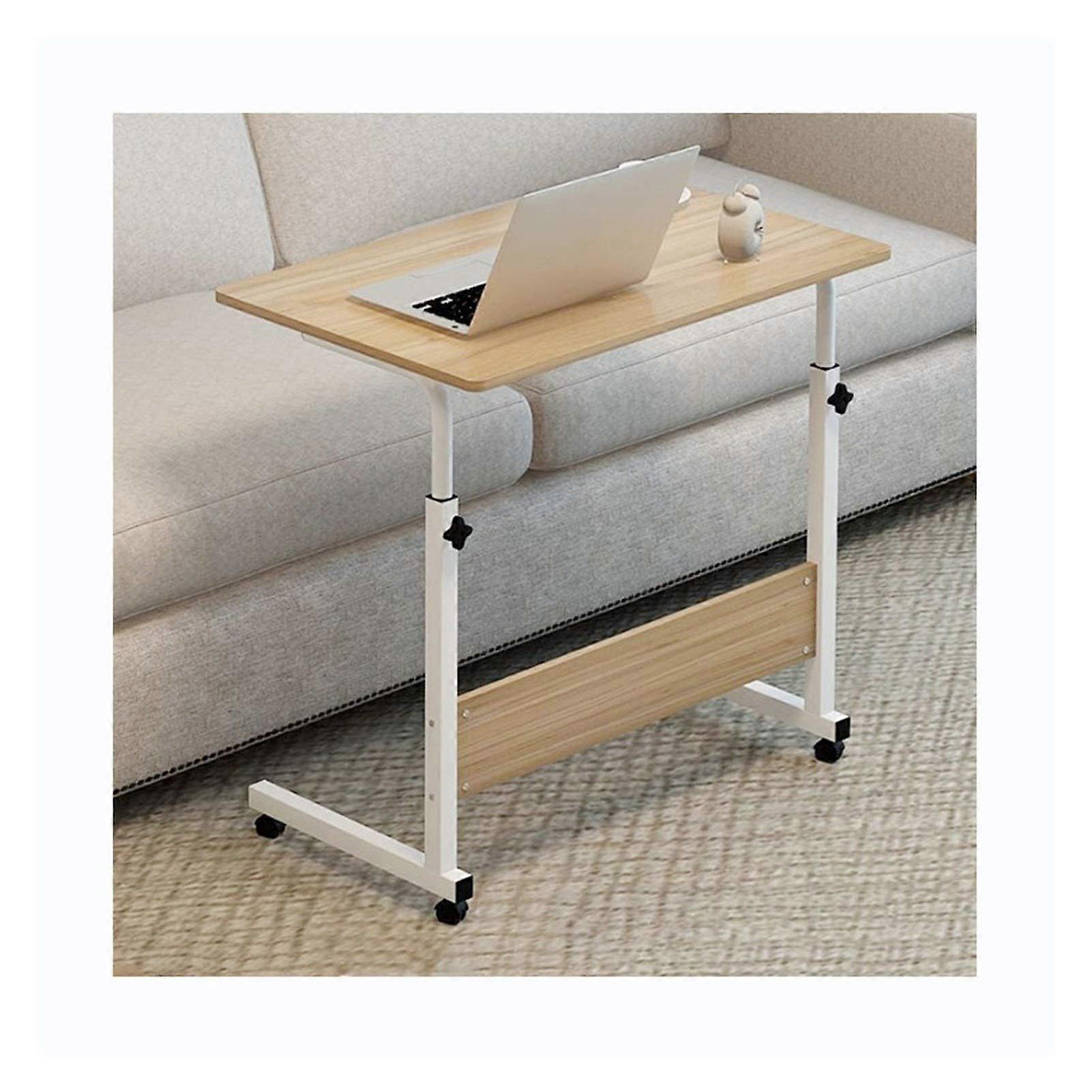 Adjustable Overbed Table with Wheels and Tilting , Rolling Laptop Desk for Bed or Sofa, Walnut 60x40