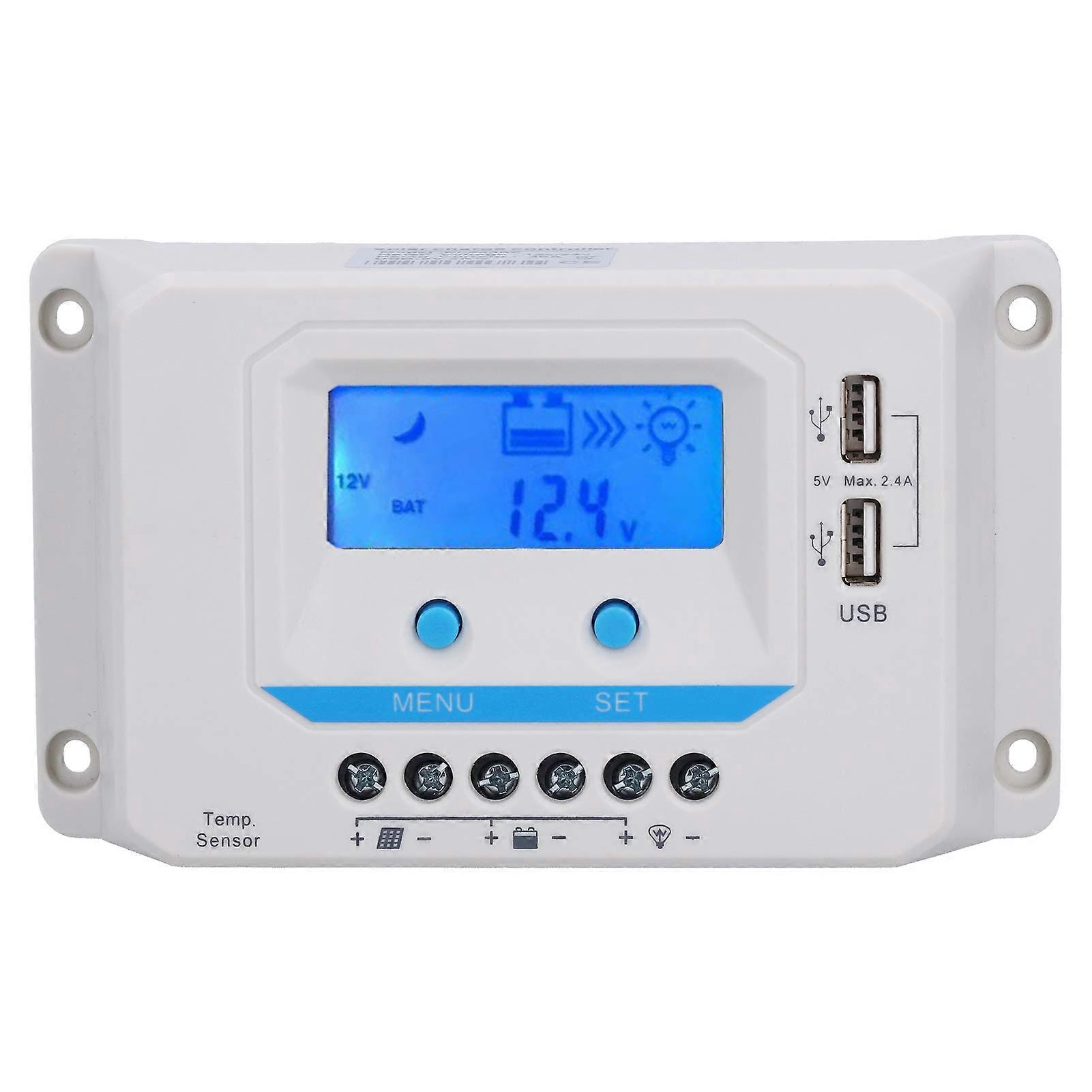 30A Solar Charge Controller with LCD Display 12V/24V Auto Voltage Detection Overcharge Protection
