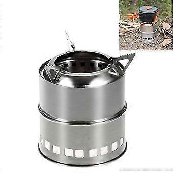 Poêle à bois en acier inoxydable, portable et facile à installer, diamètre supérieur de 8 cm, idéal pour le camping et la randonnée.