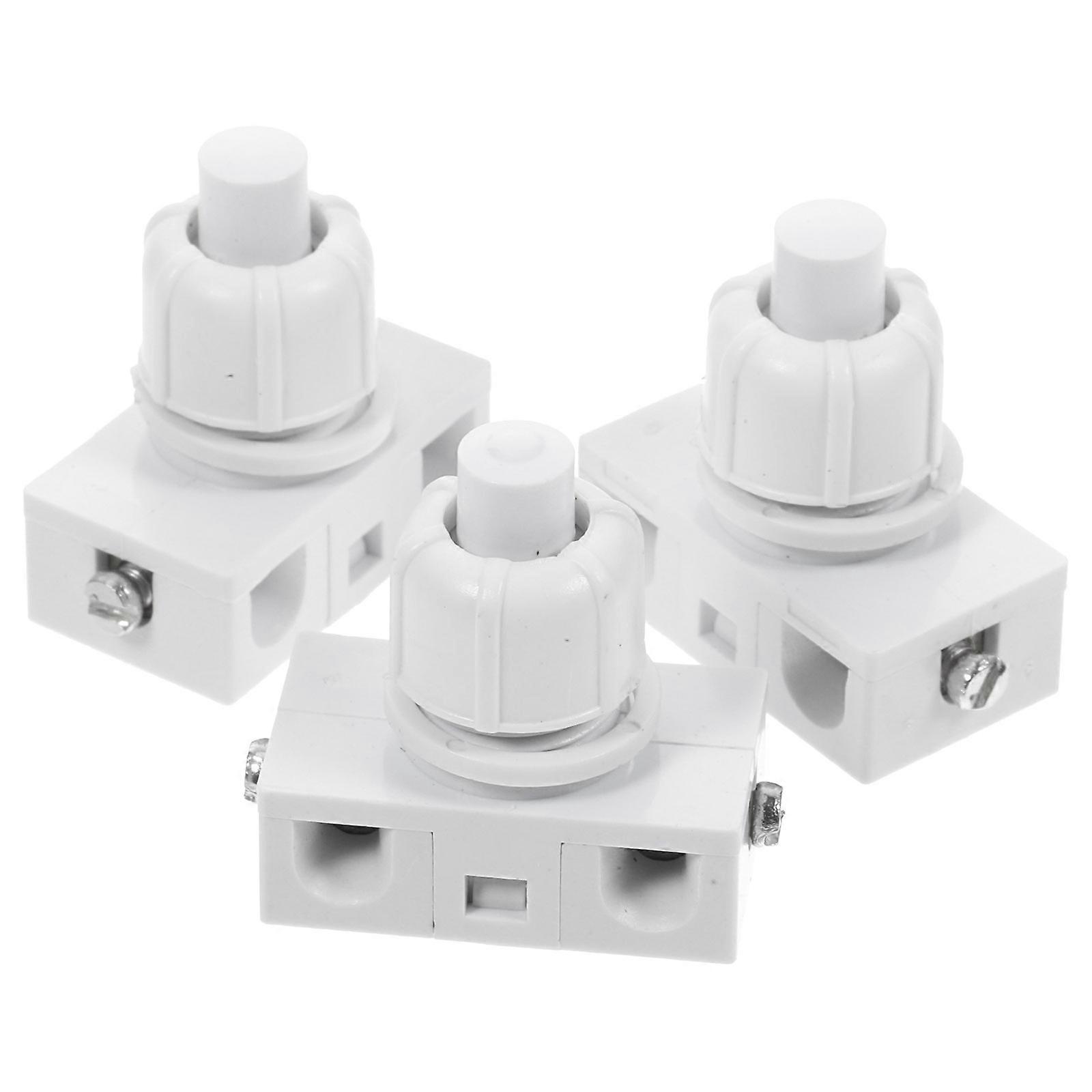 3Pcs Self-Locking Push Button Switch for Light Durable ABS Copper Material