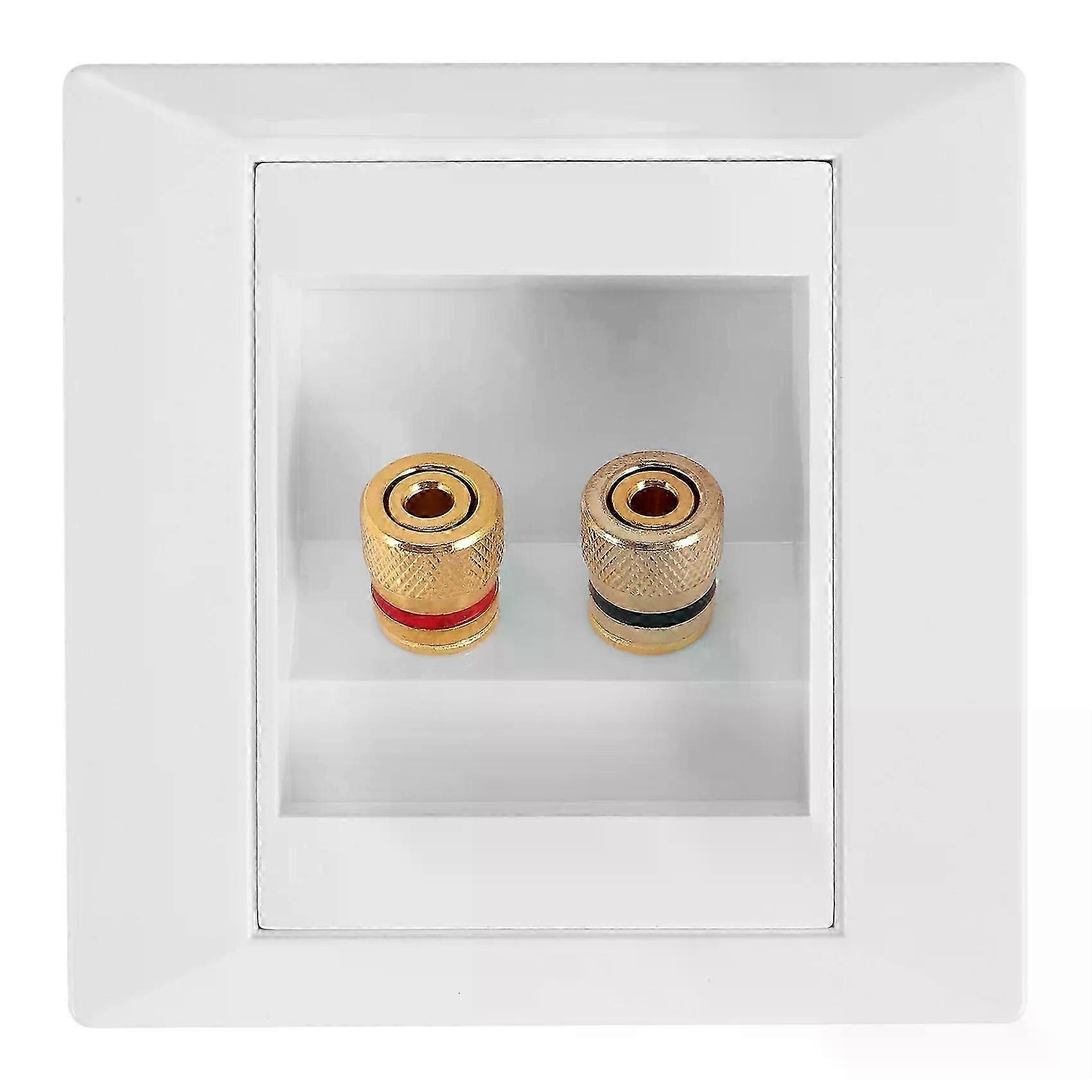 SODIAL(R)Wall Socket Connection Port with 2 Jack Speaker White