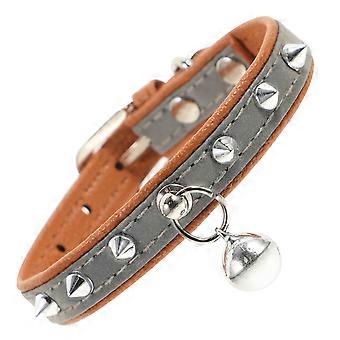 Adjustable Bell Collar for Pet Blue PU Rivet Reflective Dog Collars