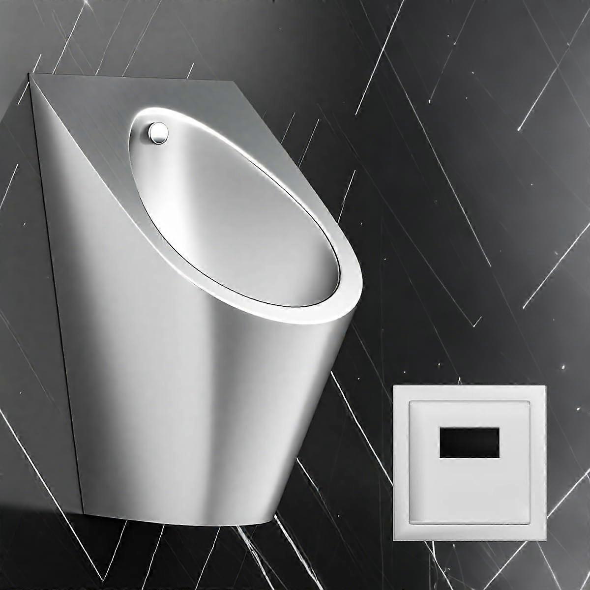 304 Stainless Steel Automatic Sensor Urinal for Men, WallMounted Design, SpaceSaving Silver Finish