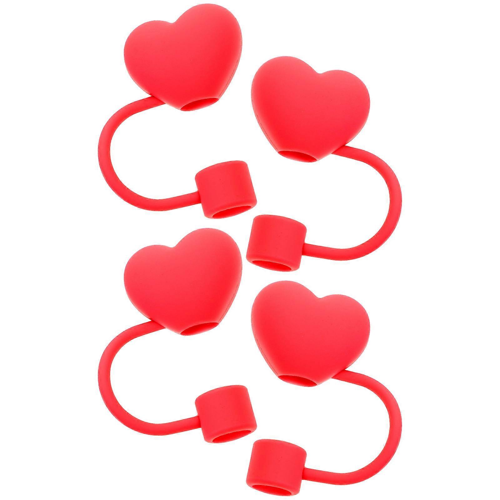 Heart Shaped Caps for End Plugs 4Pcs Red Material