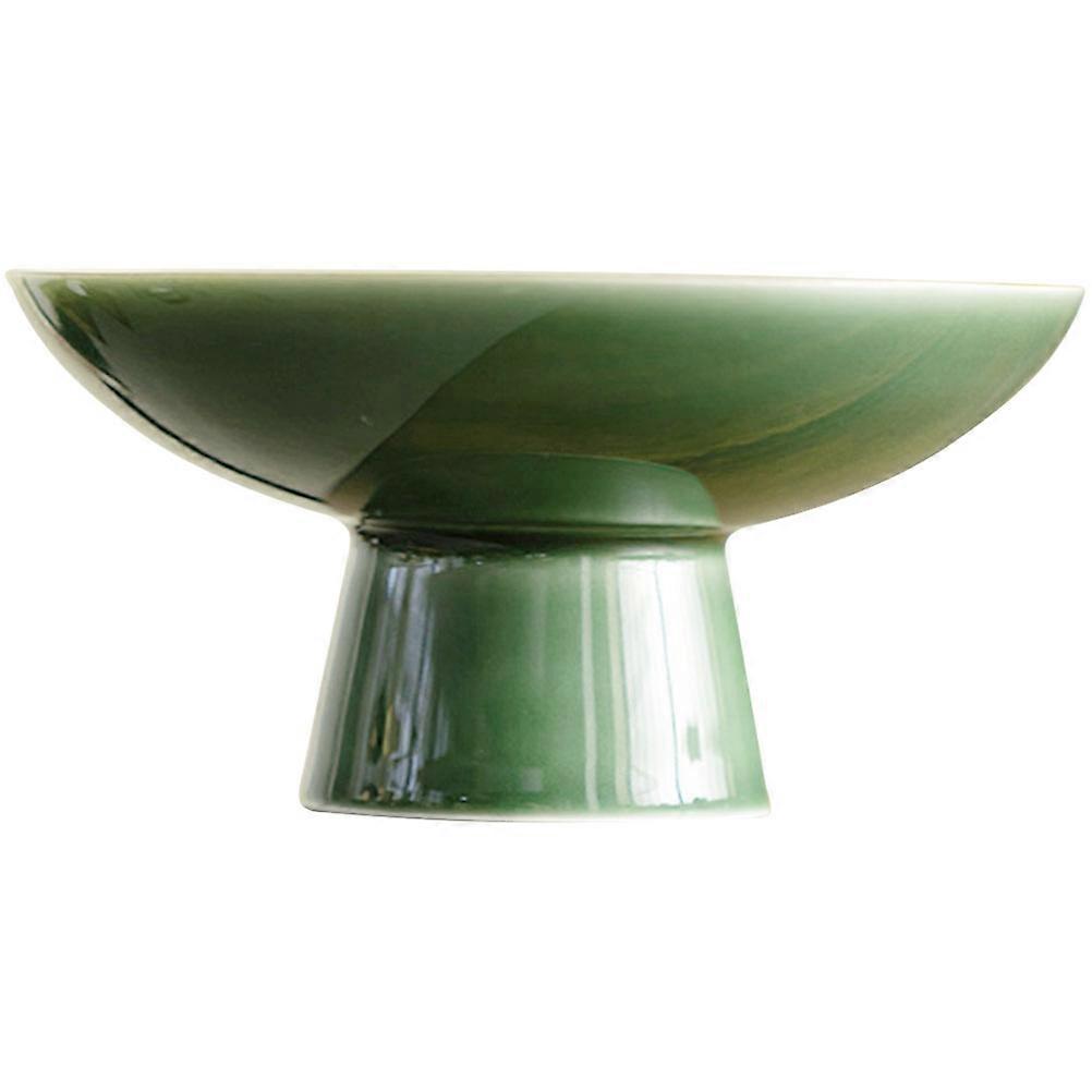 Green Footed Fruit Plate for Displaying Snacks 2Pcs Ceramic Set