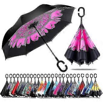 Inverted Umbrella, Anti-uv Double Layer Windproof Umbrella, Hands Free C-shaped Handle Umbrella