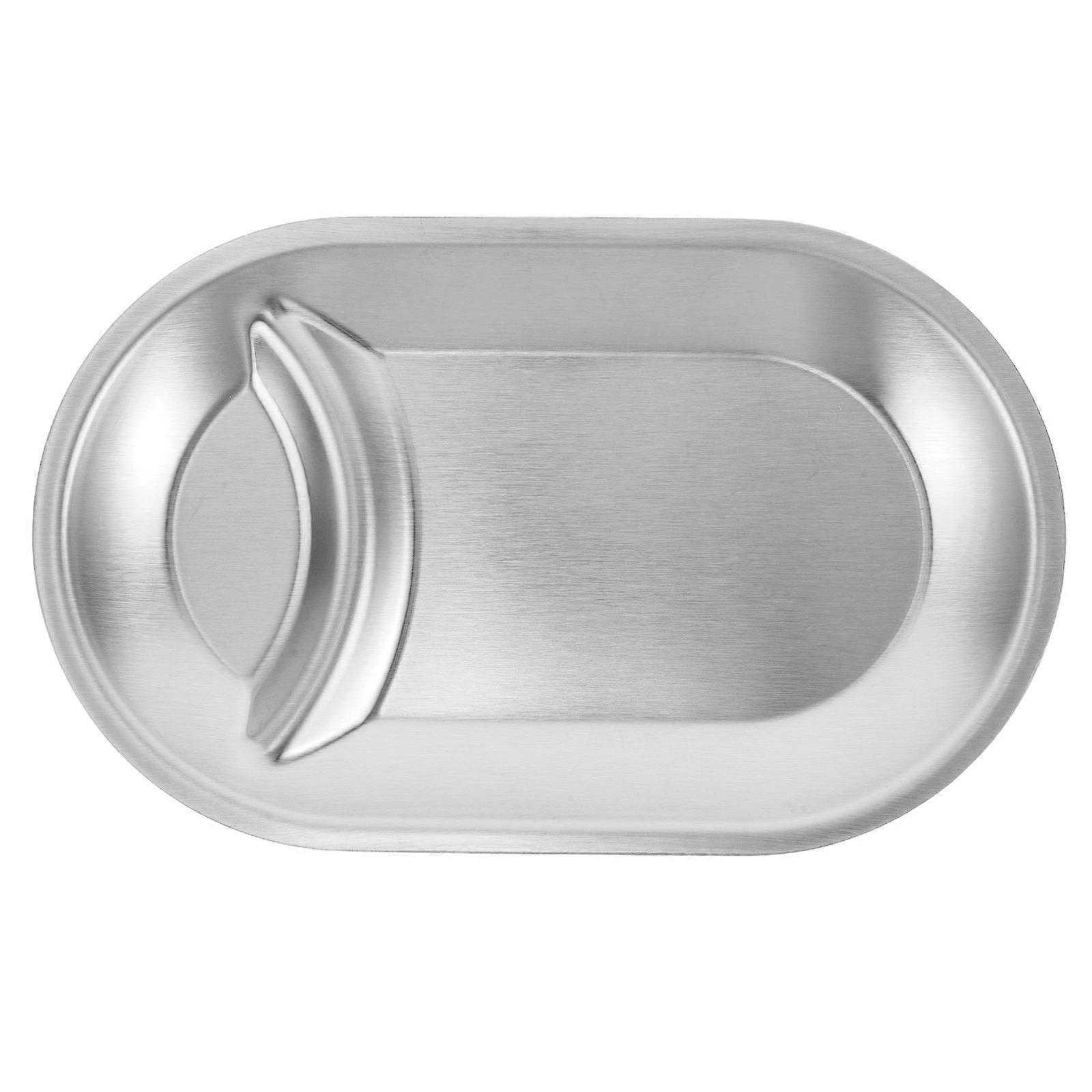 Silver Stainless Steel Snack Plate for Eating with Serving Function