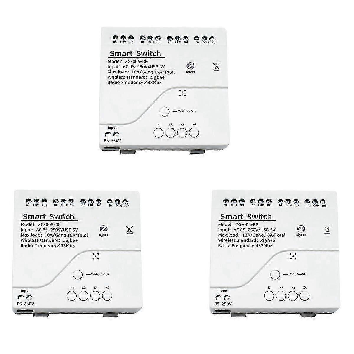 4CH Zigbee Smart Light Switch Module AC 85-250V RF433 Receive 10A