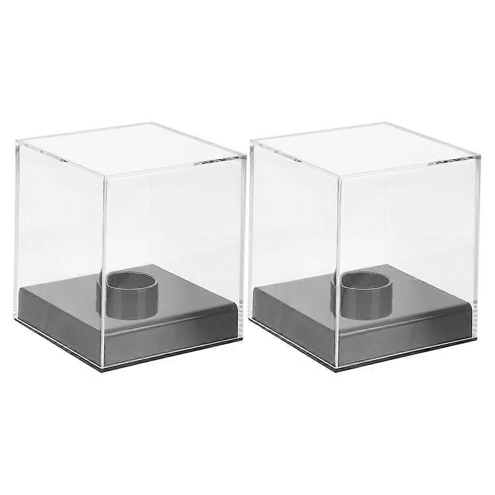 Baseball Display Case Transparent Storage Box for Countertop 2Pcs