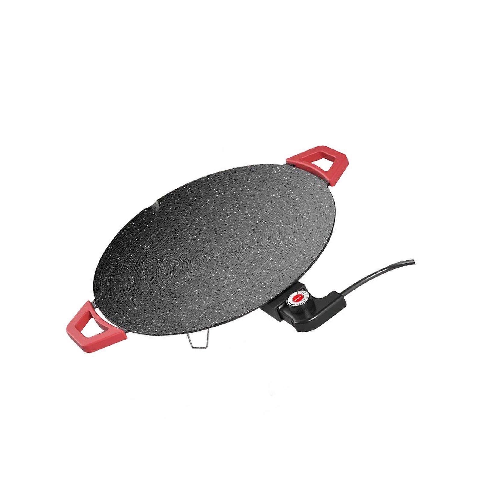 Electric Grill Pan Nonstick Coating Round BBQ Griddle Concave Design Temperature Adjustment Smokeless Indoor Skillets  S