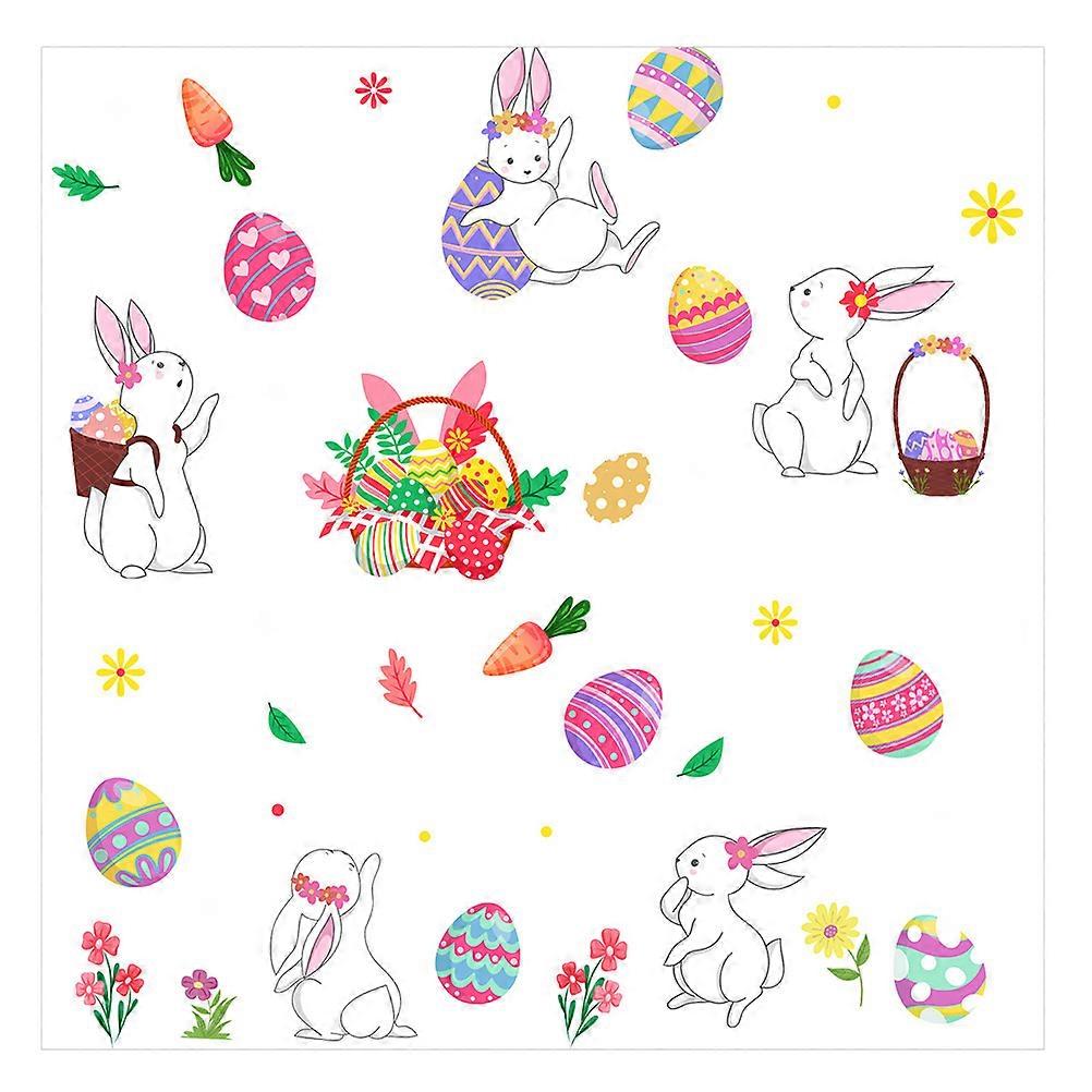 Glass Rabbit Egg Easter Static Stickers Window Sticker for Home 2Pcs