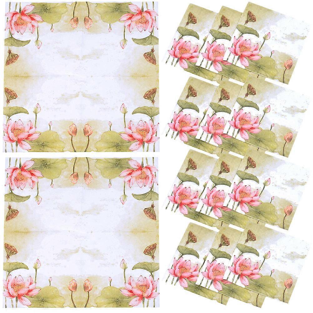 Printed Napkins for Banquet 20 Sheets Flower Pattern Decorative Tissue
