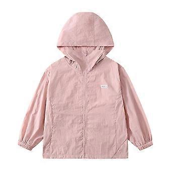 Chaqueta de sol para niñas, abrigo ligero con capucha para verano, ideal para actividades al aire libre, ropa informal, cortavientos para niños pequeños, uso diario, vacaciones / 8-9 años