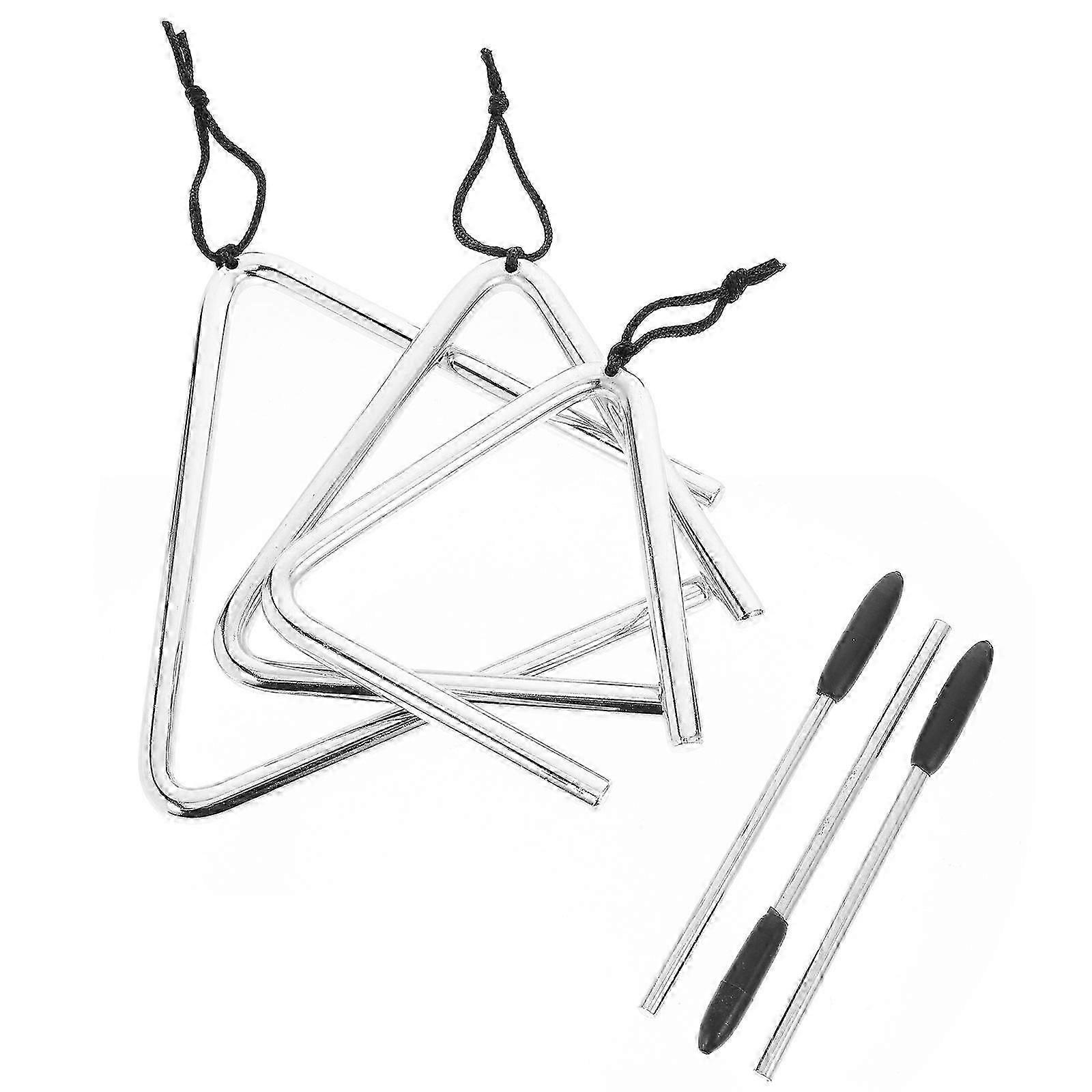 Musical Triangle Percussion Instruments, Small for Home Practice, 3 Sets, Iron Material