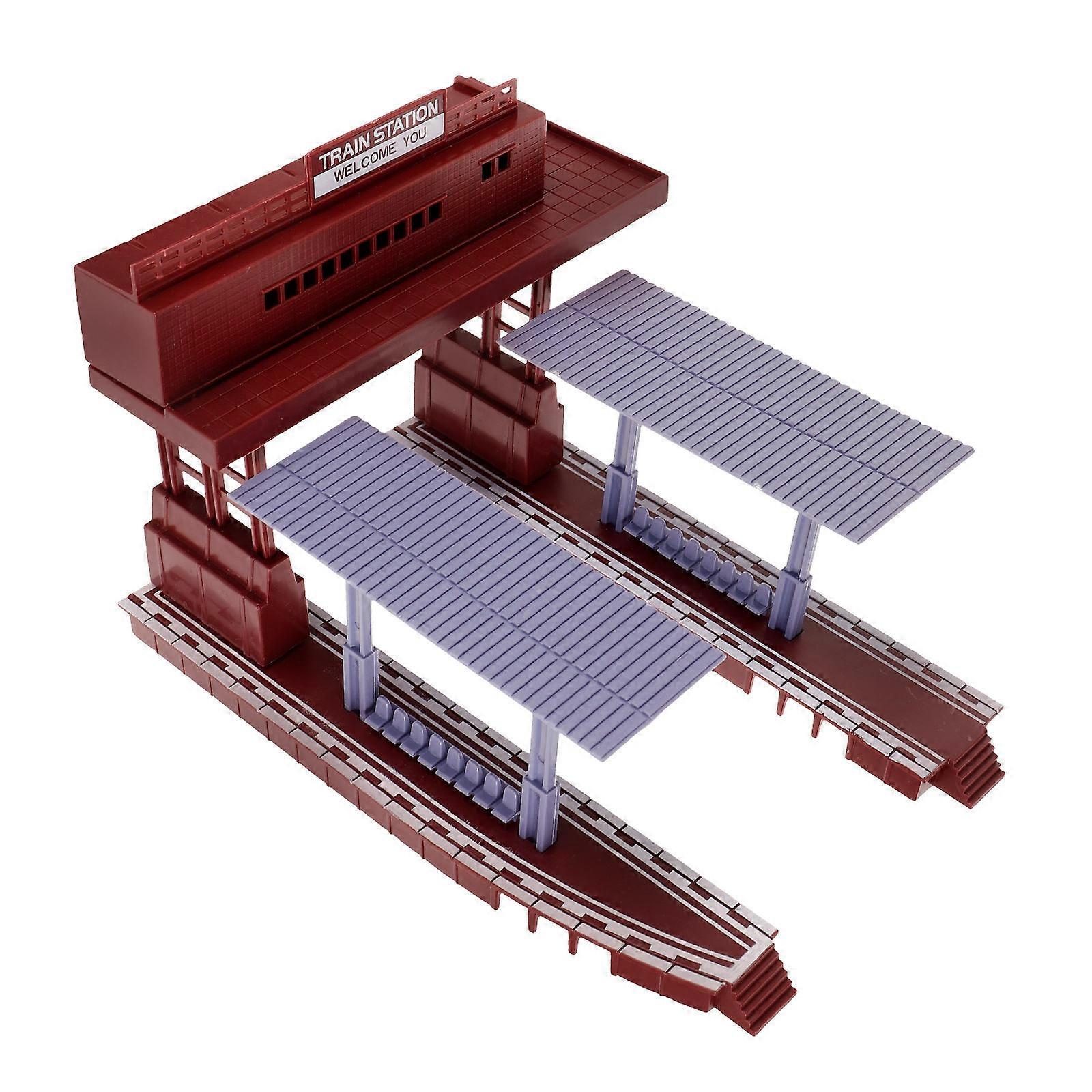 Fire Station Platform Model Plastic Accessory for DIY Train Track Scene