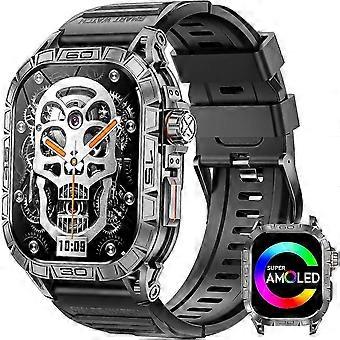 Rugged Men's 1.96 inch AMOLED Smartwatch, Always-On, Bluetooth Calls, 100+ Sports, Black, Compass