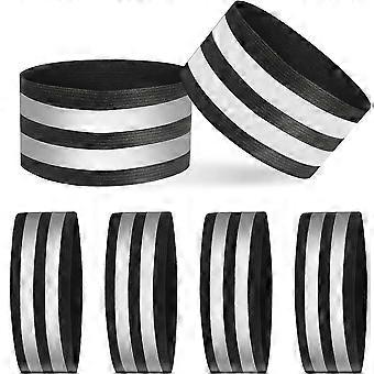 Reflekterende armbånd, 6 stk. dobbelt reflekterende sikkerhedsarmbånd, justerbart elastisk reflekterende armbånd til løb, cykling, jogging, gang (sort)